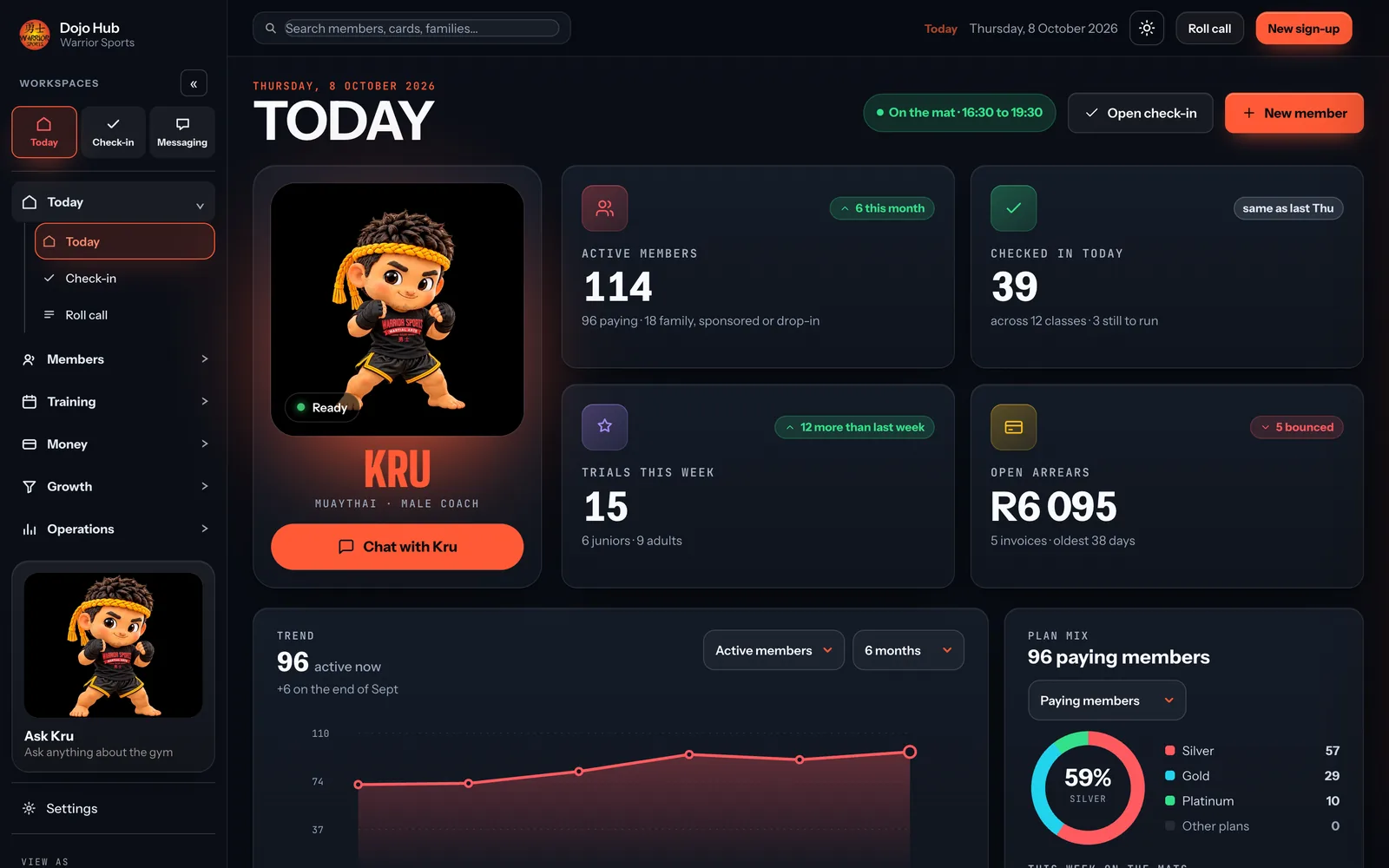 The Dojo Hub Today screen